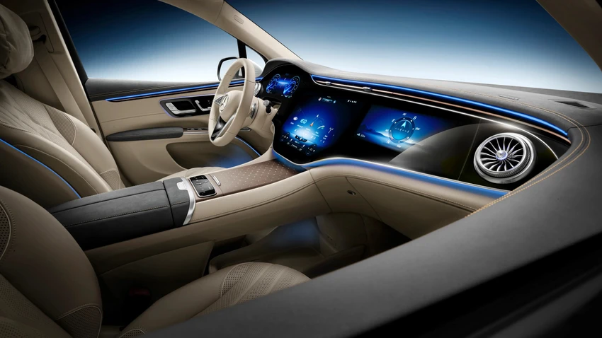 Mercedes-Benz EQS 2023, nội thất mang phong cách tương lai. Ảnh: Hotcars. Mercedes-Benz EQS 2023, nội thất mang phong cách tương lai. Ảnh: Hotcars.