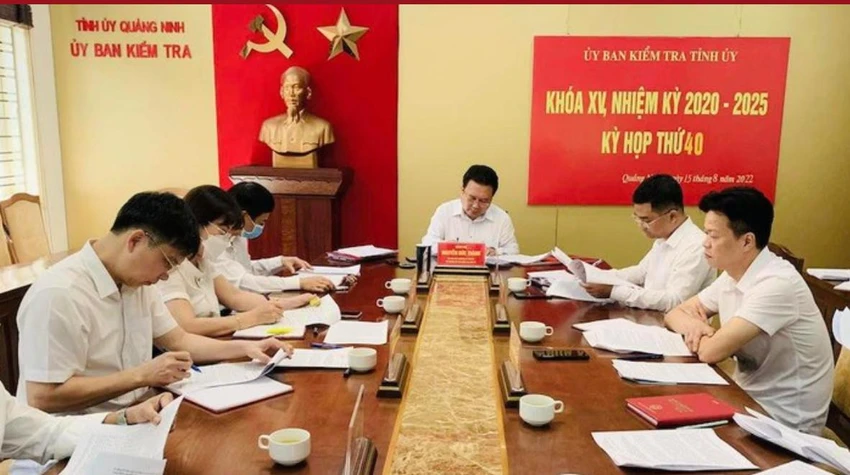 Kỳ họp của Ủy ban Kiểm tra Tỉnh ủy Quảng Ninh kết luận xem xét kỷ luật nguyên Giám đốc CDC Quảng Ninh. Ảnh CTV