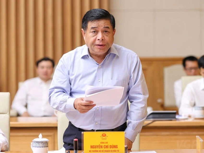 Bộ trưởng Nguyễn Chí Dũng phát biểu tại Hội nghị Thủ tướng với doanh nghiệp. Ảnh: VGP
