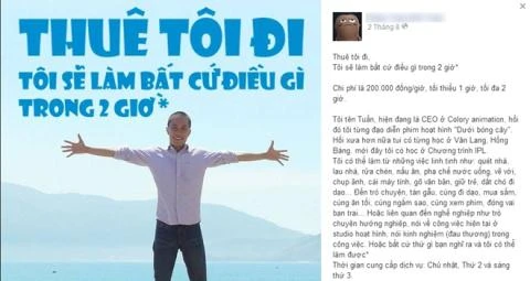 Chàng trai Việt rao cho thuê thân giá 200 ngàn đồng/giờ 1
