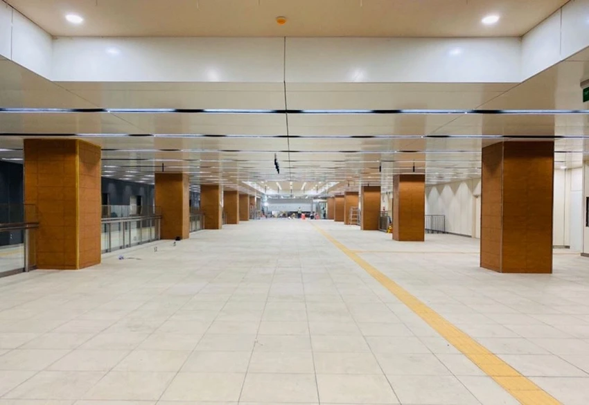 Metro 1: Tầng B1 ga Nhà hát TP đã hoàn thiện cơ bản ảnh 1 NHA-GA-B1
