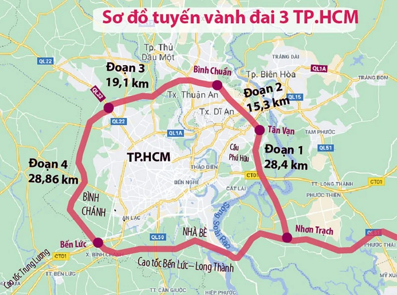 Sơ đồ tuyến vành đai 3. Đồ hoạ: Hồ Trang. Sơ đồ tuyến vành đai 3. Đồ hoạ: Hồ Trang.