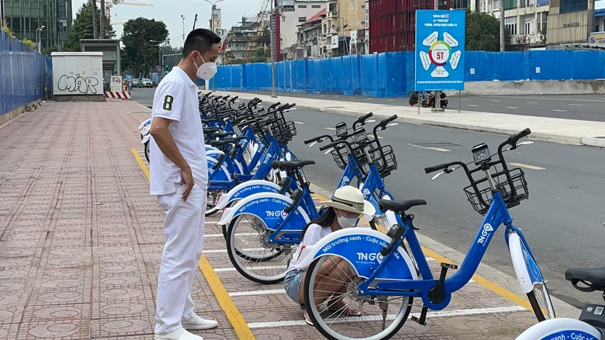 Mô hình xe đạp công cộng được nhân rộng. Ảnh: ĐT Mô hình xe đạp công cộng được nhân rộng. Ảnh: ĐT