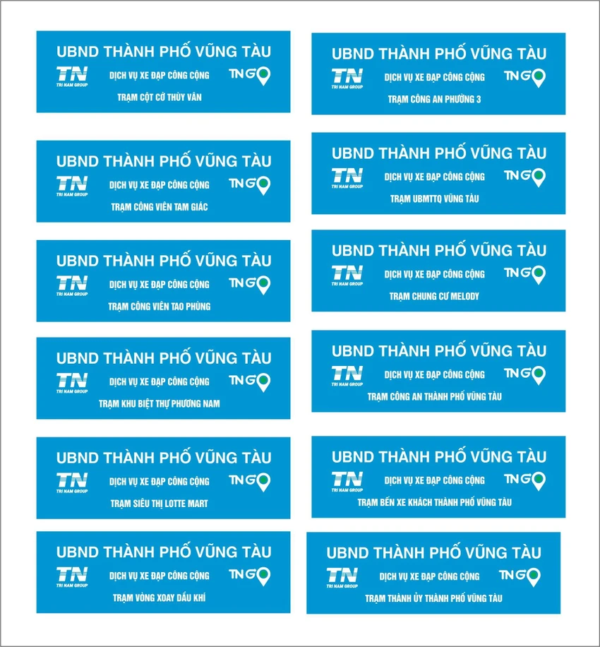 12 trạm nhận - trả xe ở TP Vũng Tàu. 12 trạm nhận - trả xe ở TP Vũng Tàu.