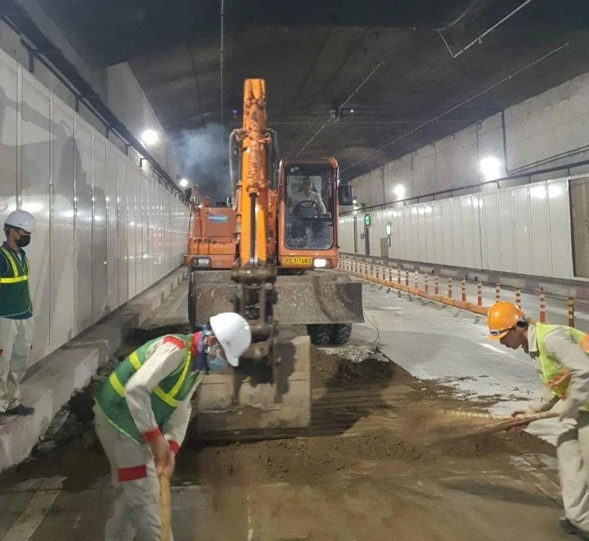 Hiện hầm sông Sài Gòn đang được sửa chữa. Ảnh: CTV. Hiện hầm sông Sài Gòn đang được sửa chữa. Ảnh: CTV.