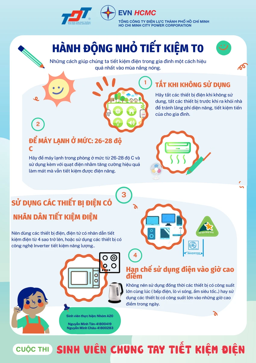 Sinh viên Đại học Tôn Đức Thắng tuyên truyền các giải pháp tiết kiệm điện. Sinh viên Đại học Tôn Đức Thắng tuyên truyền các giải pháp tiết kiệm điện.