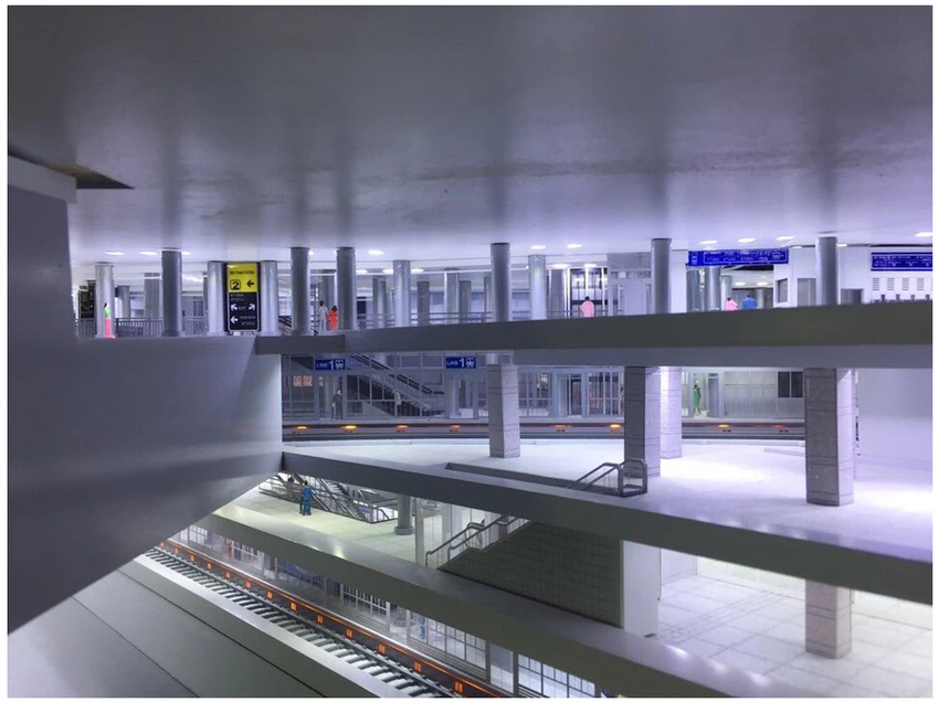 Hình ảnh ga ngầm sang trọng, hiện đại trên tuyến metro số 2.