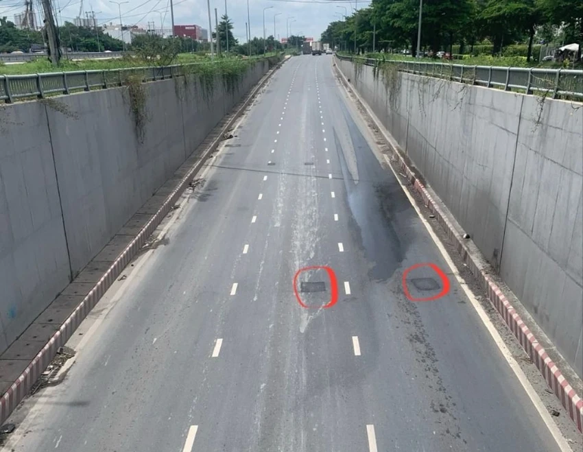 Đã dặm vá ổ gà tại hầm chui Nguyễn Văn Linh - Nguyễn Hữu Thọ
