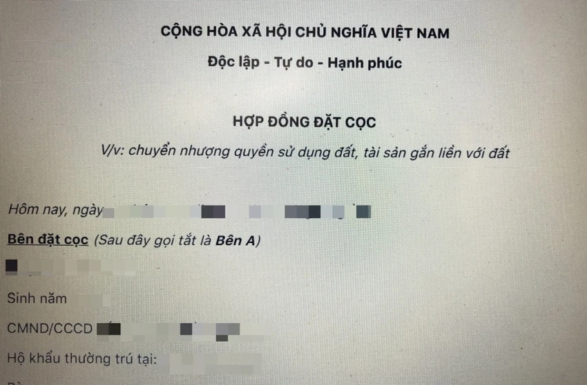 hợp đồng đặt cọc