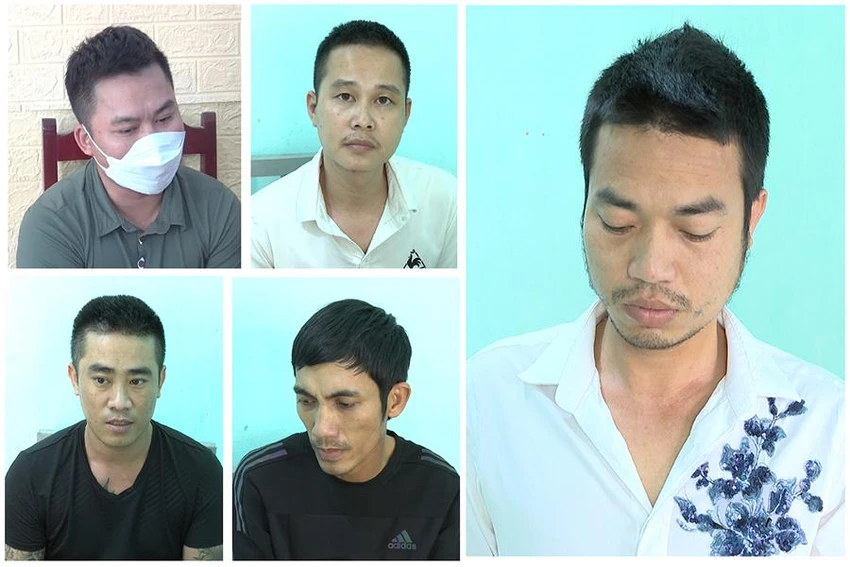 Nhóm người bị khởi tố về tội cưỡng đoạt tài sản. Ảnh: Công an cung cấp