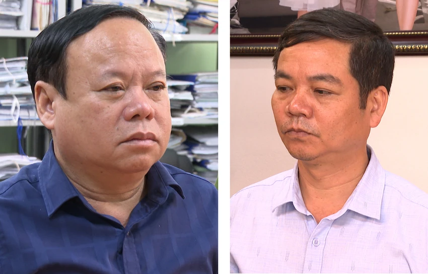 Mai Quang Bính (Trái) và Vũ Văn Phụng bị Cơ quan CSĐT Công an tỉnh Thanh Hóa khởi tố về tội lợi chức vụ quyền hạn khi thi hành công vụ. Ảnh: CATH Mai Quang Bính (Trái) và Vũ Văn Phụng bị Cơ quan CSĐT Công an tỉnh Thanh Hóa khởi tố về tội lợi chức vụ quyền hạn khi thi hành công vụ. Ảnh: CATH