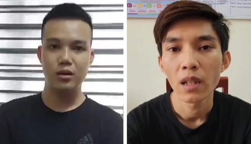Phạm Minh Tuấn và Lê Trung Thông bị bắt giữ. Ảnh: CA Phạm Minh Tuấn và Lê Trung Thông bị bắt giữ. Ảnh: CA