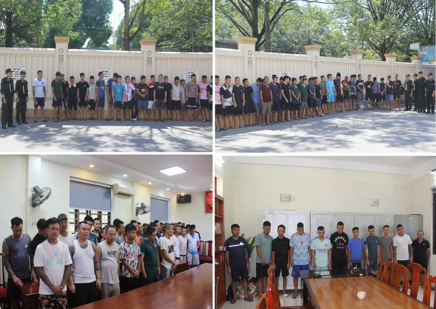 142 người bị bắt quả tang tại sới bạc Hoằng Hóa, Thanh Hóa. Ảnh: CATH 142 người bị bắt quả tang tại sới bạc Hoằng Hóa, Thanh Hóa. Ảnh: CATH