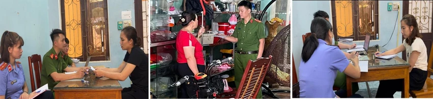 Công an làm việc với những người cho vay lãi nặng. Ảnh: CATH Công an làm việc với những người cho vay lãi nặng. Ảnh: CATH