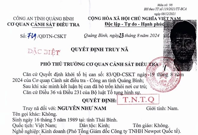 Truy nã một Phó Tổng giám đốc về tội lừa đảo chiếm đoạt tài sản
