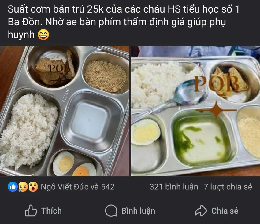 Xôn xao suất ăn 25.000 đồng của học sinh ở một ngôi trường tiểu học tại Quảng Trị