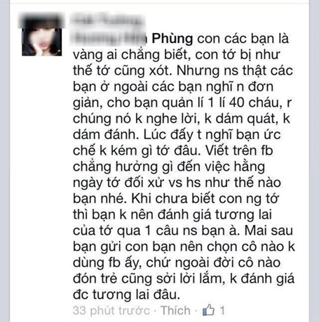 Cô giáo mầm non tương lai lên Facebook “xỉ vả” học trò ảnh 2 “