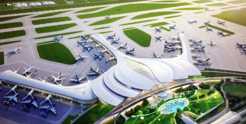 Sân bay quốc tế Long Thành, giai đoạn 1 dự kiến hoàn thành năm 2025 (ảnh phối cảnh) Sân bay quốc tế Long Thành, giai đoạn 1 dự kiến hoàn thành năm 2025 (ảnh phối cảnh)