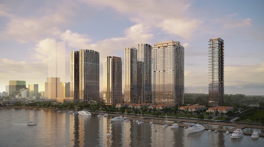Khu phức hợp ven sông đang thành hình của Grand Marina, Saigon (ảnh phối cảnh) Khu phức hợp ven sông đang thành hình của Grand Marina, Saigon (ảnh phối cảnh)