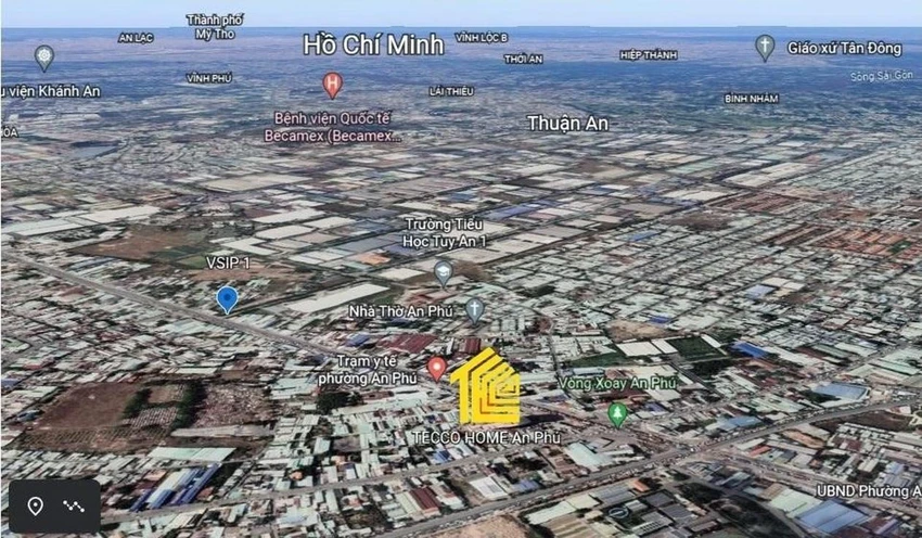 Vị trí Tecco Home nằm cạnh KCN Vsip 1 Vị trí Tecco Home nằm cạnh KCN Vsip 1