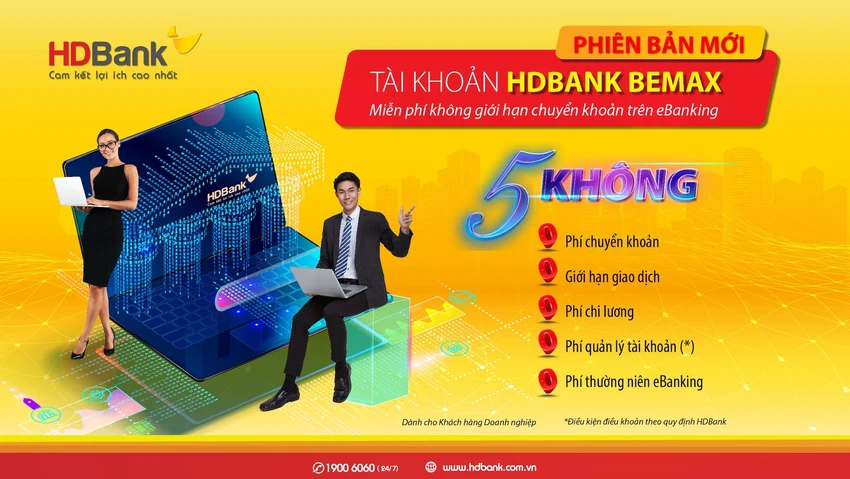 HDBank BeMax cung cấp cho doanh nghiệp trải nghiệm miễn phí không giới hạn chuyển khoản trên eBanking.