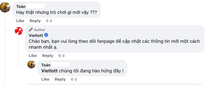 Bình luận bày tỏ sự háo hức, mong chờ của người chơi đối với sản phẩm xổ số Bingo18 trên Vietlott SMS. Bình luận bày tỏ sự háo hức, mong chờ của người chơi đối với sản phẩm xổ số Bingo18 trên Vietlott SMS.