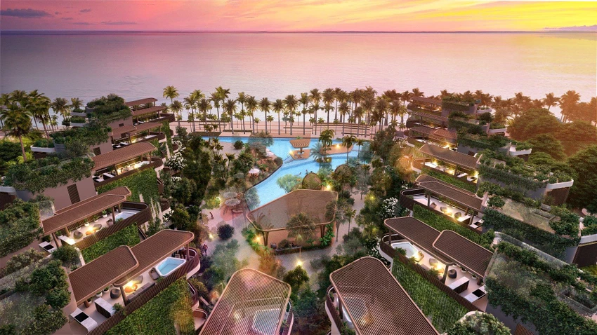 Wellness Beach Villas được thiết kế hình cánh cung giúp 100% biệt thự sở hữu view biển tuyệt đẹp