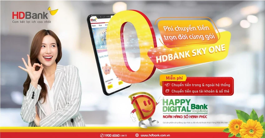 Với tiện ích nổi bật, giao dịch, thanh toán, chuyển khoản nhanh gọn, khách hàng sử dụng gói HDBank Sky One còn được hưởng ưu đãi miễn phí chuyển tiền không giới hạn. Với tiện ích nổi bật, giao dịch, thanh toán, chuyển khoản nhanh gọn, khách hàng sử dụng gói HDBank Sky One còn được hưởng ưu đãi miễn phí chuyển tiền không giới hạn.