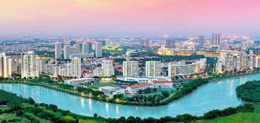 View nhìn từ Viva Plaza về khu đô thị Phú Mỹ Hưng. View nhìn từ Viva Plaza về khu đô thị Phú Mỹ Hưng.