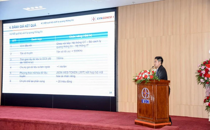 Đại diện EVNGENCO1 trình bày nội dung, giải pháp thực hiện tại Hội nghị KH&CN Điện lực toàn quốc năm 2022. Đại diện EVNGENCO1 trình bày nội dung, giải pháp thực hiện tại Hội nghị KH&CN Điện lực toàn quốc năm 2022.