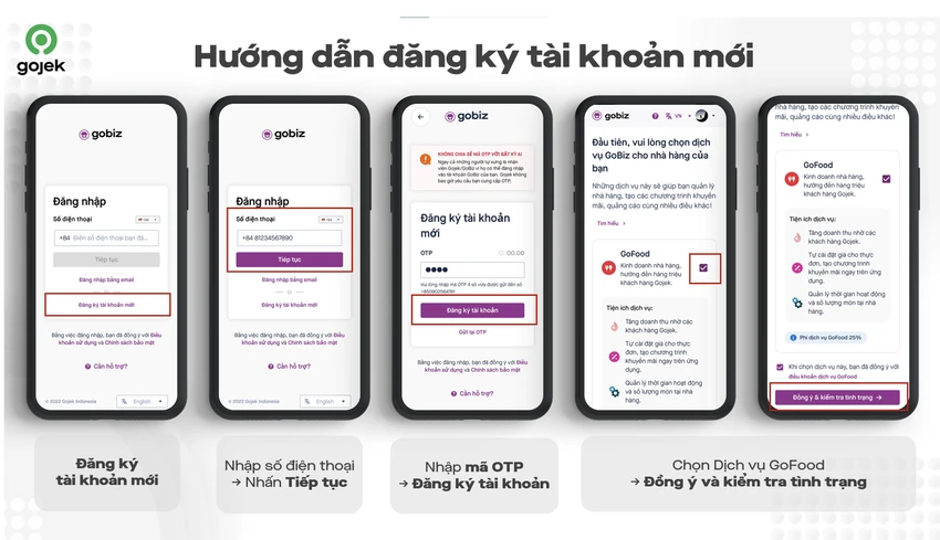 Quy trình tự thực hiện Đăng ký Đối tác Nhà hàng trên GoFood góp phần giúp các cửa hàng cá nhân gỡ bỏ rào cản khi khởi nghiệp kinh doanh ẩm thực trực tuyến. Quy trình tự thực hiện Đăng ký Đối tác Nhà hàng trên GoFood góp phần giúp các cửa hàng cá nhân gỡ bỏ rào cản khi khởi nghiệp kinh doanh ẩm thực trực tuyến.