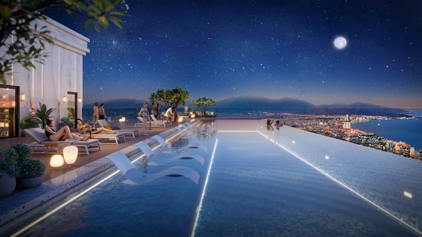 Bể bơi vô cực với tầm nhìn ôm trọn vịnh biển tại Grand Mark Nha Trang Bể bơi vô cực với tầm nhìn ôm trọn vịnh biển tại Grand Mark Nha Trang