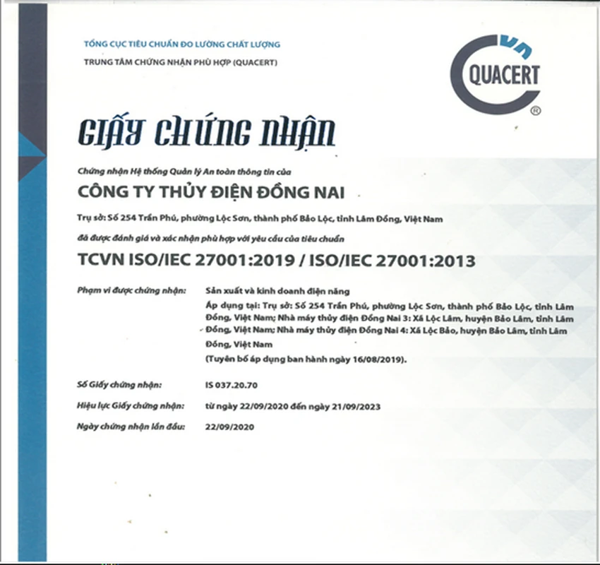 Giấy chứng nhận Hệ thống Quản lý an toàn thông tin Giấy chứng nhận Hệ thống Quản lý an toàn thông tin