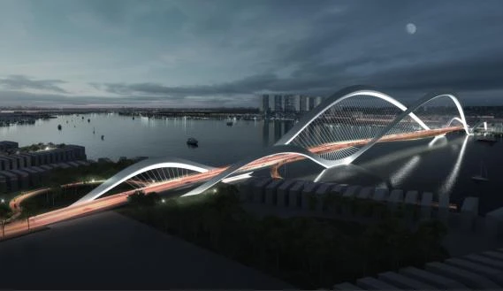Minh họa thiết kế cầu vượt mặt nước. Minh họa thiết kế cầu vượt mặt nước.