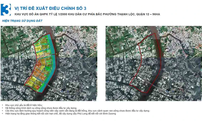 Vị trí đề xuất thứ 3 ở quận 12 quy mô 96 ha. Vị trí đề xuất thứ 3 ở quận 12 quy mô 96 ha.
