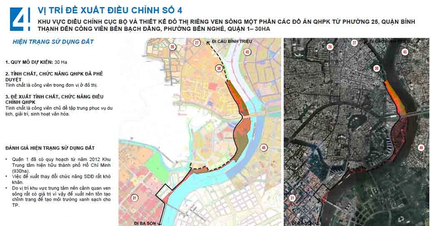 Bên cạnh đó, cảnh quan khu vực ven sông này được Sở QH-KT đánh giá là rất có giá trị. Đó cũng là lý do sở này đề xuất tôn tạo, chỉnh trang tạo môi trường xanh, sạch cho TP, tăng cường mảng xanh, tạo khu vực nghỉ ngơi, vui chơi cho người dân TP. Theo Sở QH-KT, đây là khu vực ven sông quan trọng trung tâm TP nên việc thay đổi chức năng sử dụng đất là rất khó khăn. Bên cạnh đó, cảnh quan khu vực ven sông này được Sở QH-KT đánh giá là rất có giá trị. Đó cũng là lý do sở này đề xuất tôn tạo, chỉnh trang tạo môi trường xanh, sạch cho TP, tăng cường mảng xanh, tạo khu vực nghỉ ngơi, vui chơi cho người dân TP. Theo Sở QH-KT, đây là khu vực ven sông quan trọng trung tâm TP nên việc thay đổi chức năng sử dụng đất là rất khó khăn.