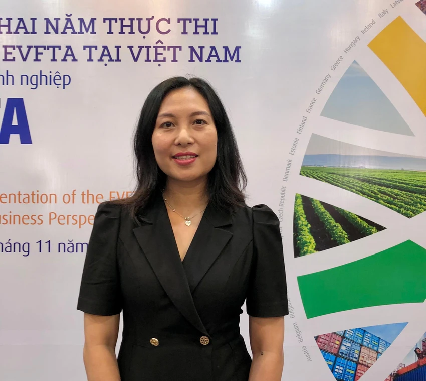 Phó Cục trưởng Cục Xuất Nhập khẩu, Bộ Công Thương - bà Trang cho biết nhiều mặt hàng XK của Việt Nam sang EU đã ghi nhận mức tăng trường ấn tượng. Ảnh: Minh Trúc.