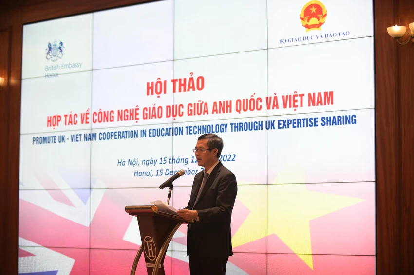 Thứ trưởng Nguyễn Văn Phúc tin tưởng hội thảo sẽ đẩy mạnh hoạt động hợp tác trong lĩnh vực công nghệ giáo dục giữa Việt Nam và Vương quốc Anh. Ảnh: HẢI ANH Thứ trưởng Nguyễn Văn Phúc tin tưởng hội thảo sẽ đẩy mạnh hoạt động hợp tác trong lĩnh vực công nghệ giáo dục giữa Việt Nam và Vương quốc Anh. Ảnh: HẢI ANH
