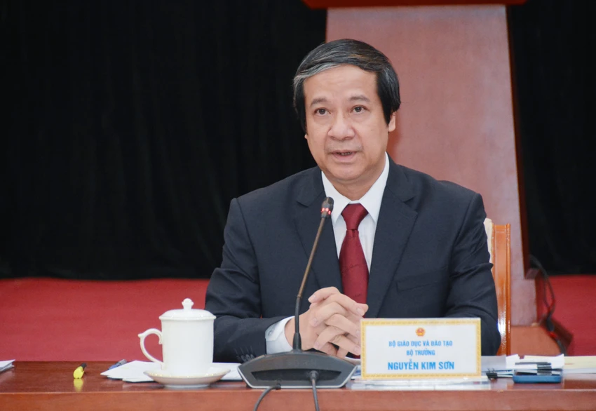 Bộ trưởng Nguyễn Kim Sơn tại buổi gặp gỡ chiều 15-8. Ảnh: MOET Bộ trưởng Nguyễn Kim Sơn tại buổi gặp gỡ chiều 15-8. Ảnh: MOET