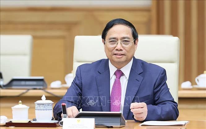 Thủ tướng Phạm Minh Chính phát biểu tại cuộc hội kiến. Ảnh: Dương Giang/TTXVN Thủ tướng Phạm Minh Chính phát biểu tại cuộc hội kiến. Ảnh: Dương Giang/TTXVN