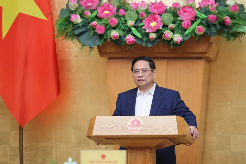 Thủ tướng Phạm Minh Chính chủ trì phiên họp Chính phủ thường kỳ tháng 5. Ảnh: VGP
