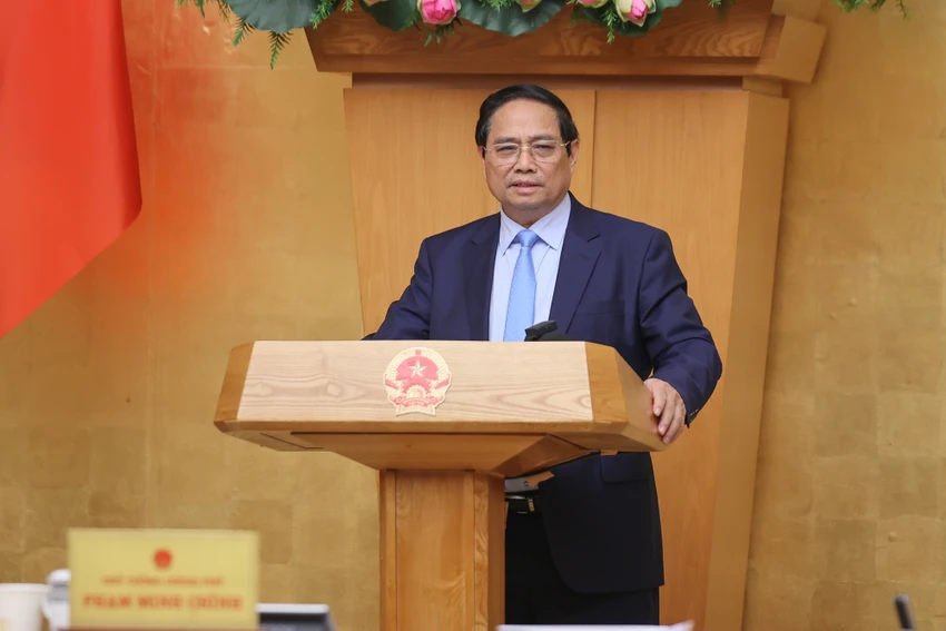 Để nâng cao chất lượng xây dựng, hoàn thiện pháp luật, Thủ tướng nêu rõ '6 tăng cường', '5 sao' và '4 phải'. Ảnh: VGP