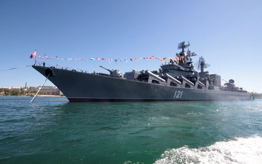 Soái hạm Moskva - tàu chiến chủ chốt của Hạm đội Biển Đen. Ảnh: REUTERS Soái hạm Moskva - tàu chiến chủ chốt của Hạm đội Biển Đen. Ảnh: REUTERS