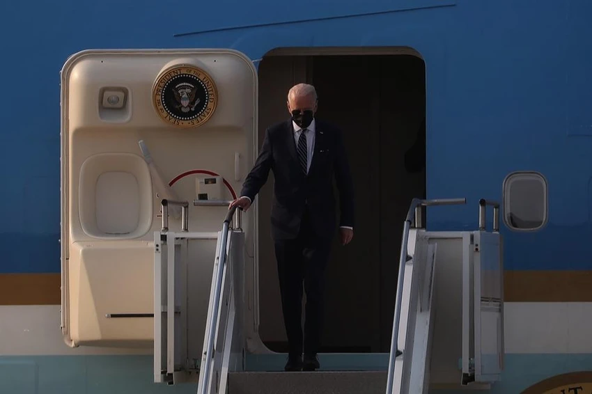 Chuyên cơ của Tổng thống Mỹ Joe Biden đã hạ cánh ở Hàn Quốc. Ảnh: KOREA TIMES