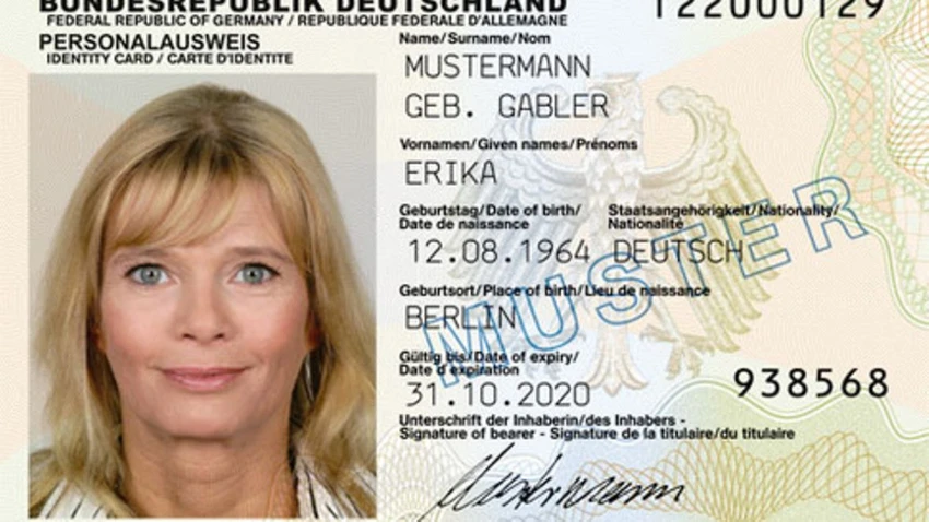 Mẫu CCCD của Đức. Ảnh: Bundesdruckerei GmbH Mẫu CCCD của Đức. Ảnh: Bundesdruckerei GmbH