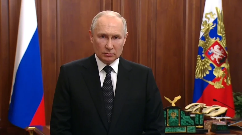 Tổng thống Nga Vladimir Putin phát biểu về vụ Wagner ngày 24-6. Ảnh: REUTERS Tổng thống Nga Vladimir Putin phát biểu về vụ Wagner ngày 24-6. Ảnh: REUTERS