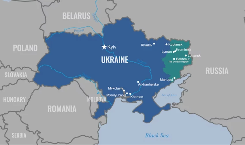 Bản đồ bao gồm một số điểm nóng trên mặt trận Ukraine. Ảnh: BỘ QUỐC PHÒNG MỸ Bản đồ bao gồm một số điểm nóng trên mặt trận Ukraine. Ảnh: BỘ QUỐC PHÒNG MỸ