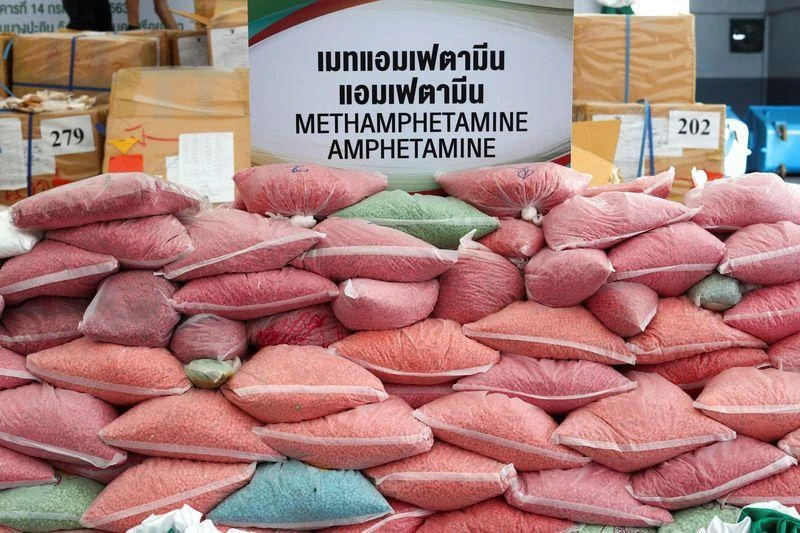 Lượng ma túy đá bị thu giữ ở Thái Lan trong năm qua. Ảnh: AFP Lượng ma túy đá bị thu giữ ở Thái Lan trong năm qua. Ảnh: AFP