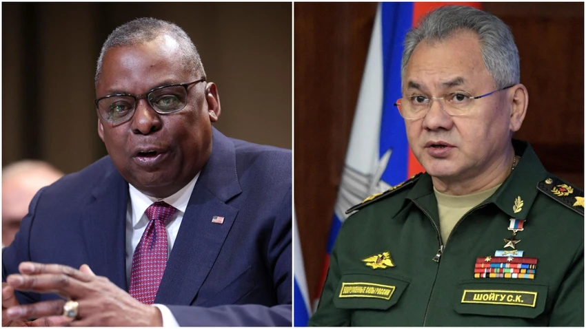 Bộ trưởng Quốc phòng Mỹ Lloyd Austin (trái) và người đồng cấp Nga Sergey Shoigu. Ảnh: REUTERS