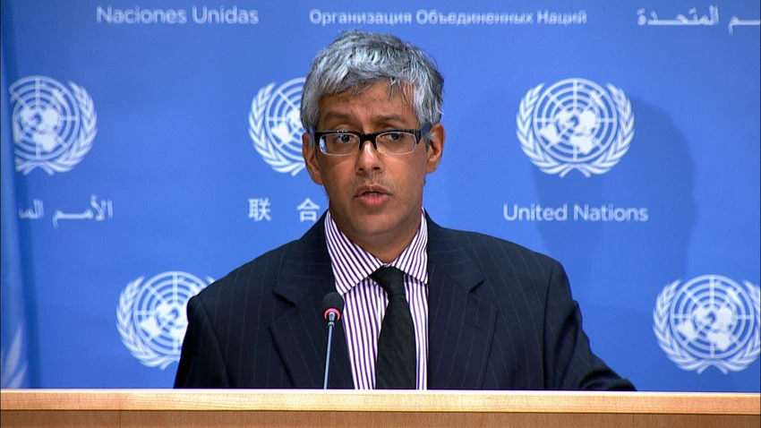 Ông Farhan Haq, Phó phát ngôn viên của Tổng thư ký Liên Hợp Quốc (LHQ) Antonio Guterres. Ảnh: UNIFEED Ông Farhan Haq, Phó phát ngôn viên của Tổng thư ký Liên Hợp Quốc (LHQ) Antonio Guterres. Ảnh: UNIFEED